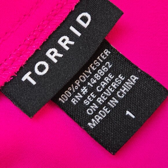 630-29 Torrid Hot Pink Georgette Ring-Back top blouse Size 1 (14/16) - Picture 11 of 12
